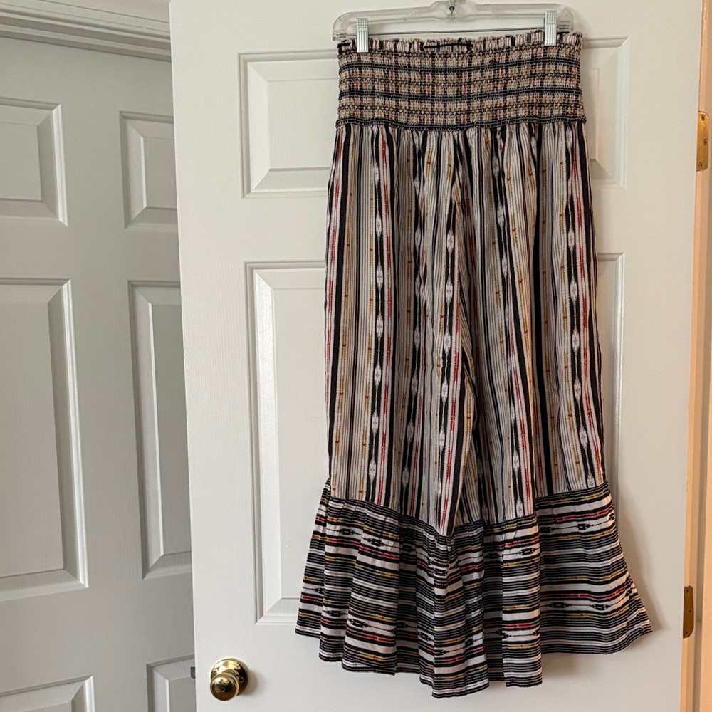 Anthropologie Striped Boho Maxi Skirt in Black, Tan & Cream - Picture 4 of 5